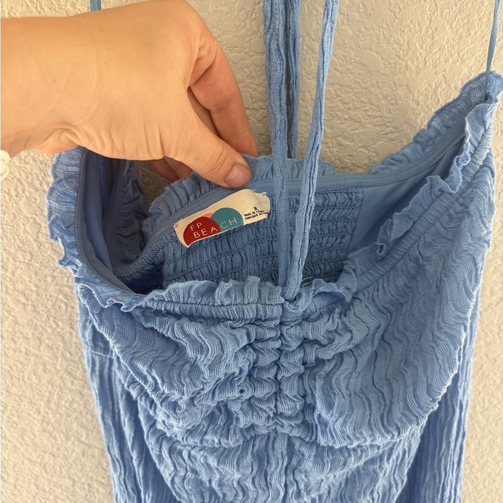 Free People Blue Midi Smocked Sundress - Picture 4 of 7